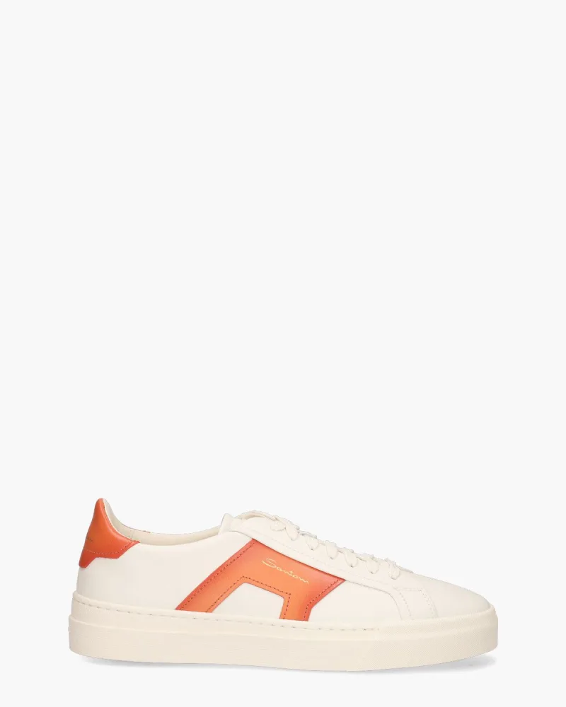 Santoni 21779, sneakers voor heren in wit/oranje