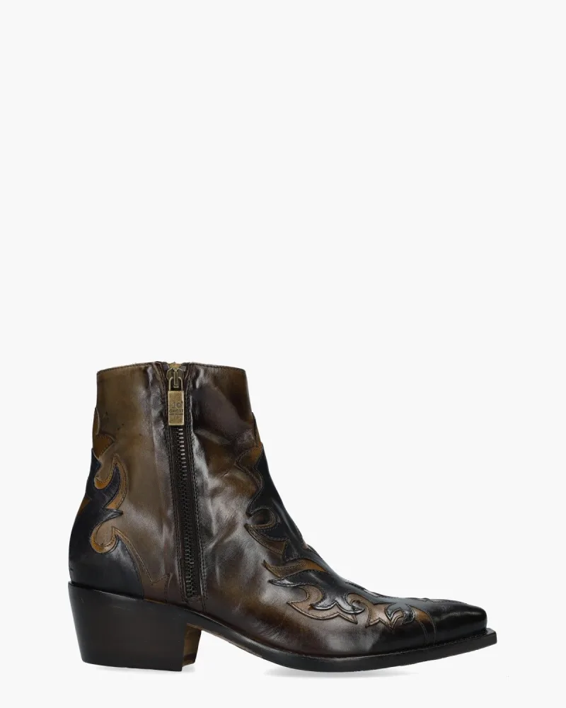 Jo Ghost 2882, enkellaarsjes & boots voor dames in bruin/zwart