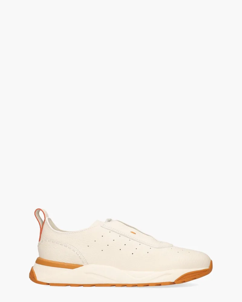 Santoni 22032, sportschoenen voor heren in wit/oranje