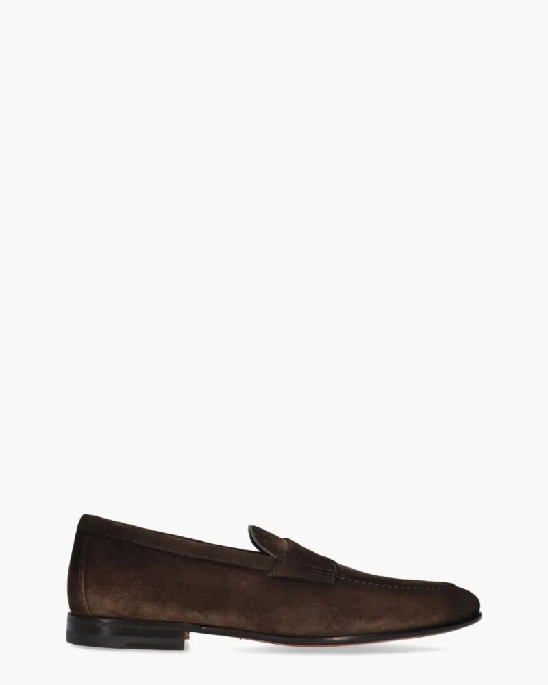 Santoni 19044, instappers & loafers voor heren in donkerbruin