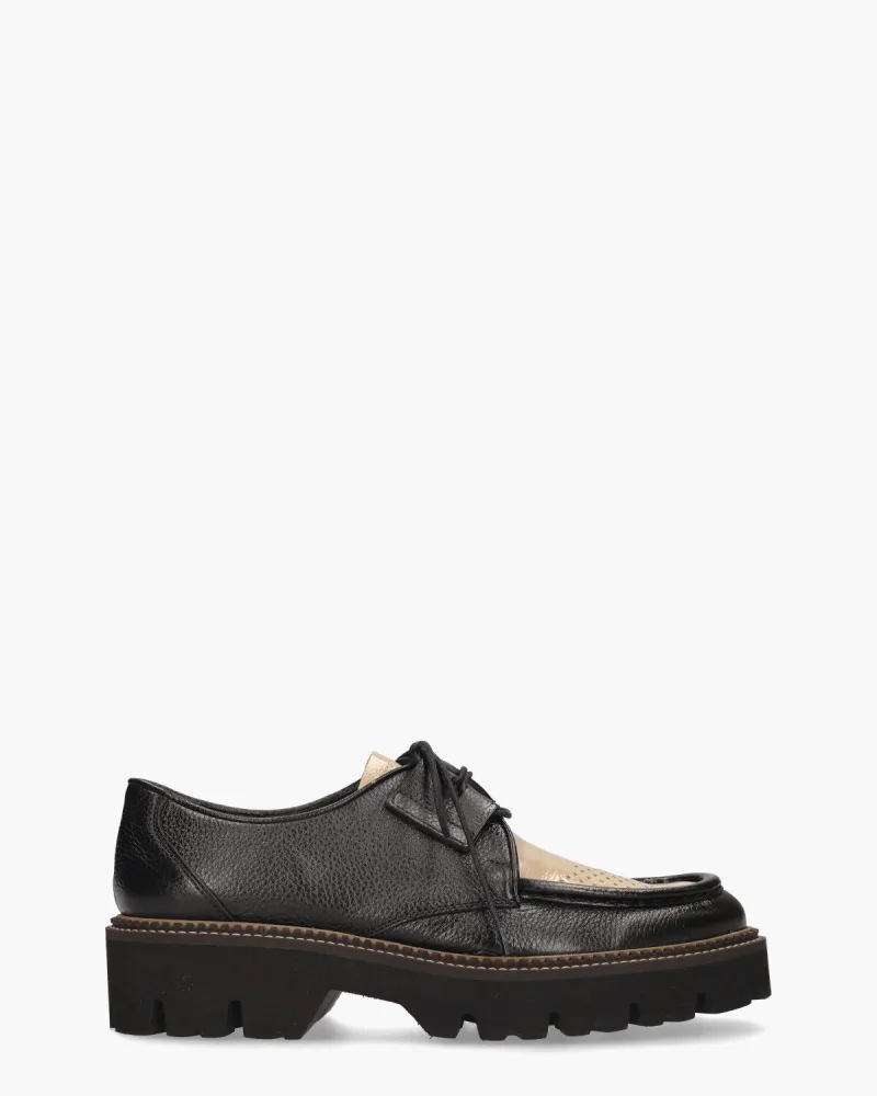 Pertini 32756, veterschoenen voor dames in zwart/beige