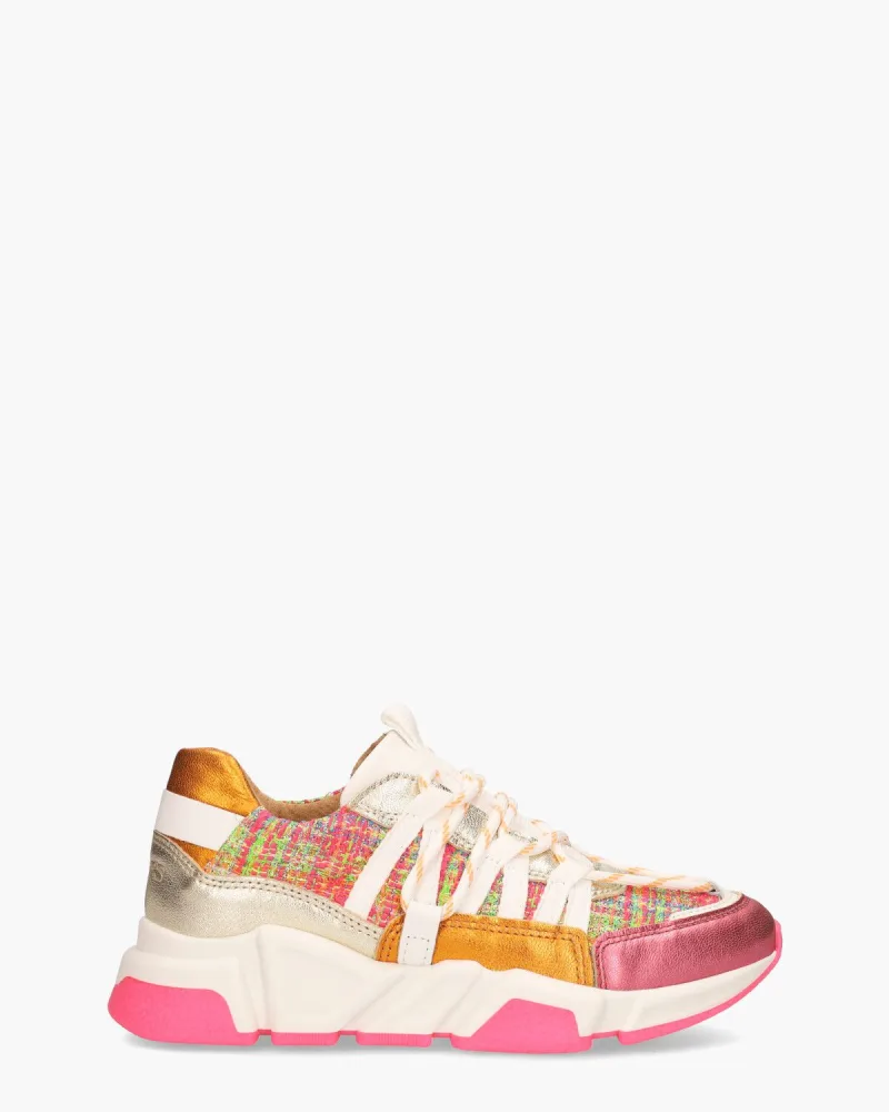 DWRS Label Los Angeles Tweed, sneakers voor dames in roze/multicolor