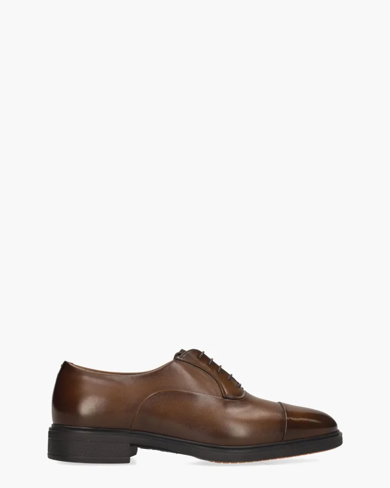 Santoni 18957, veterschoenen voor heren in donkerbruin