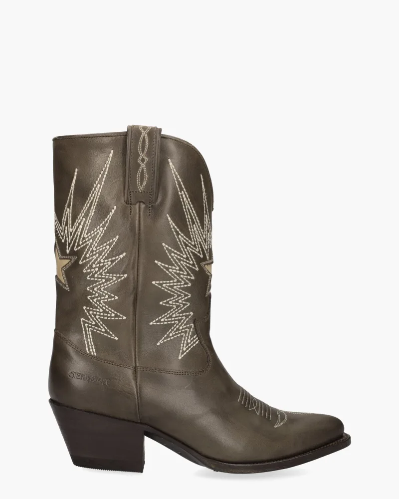 Sendra 18947, enkellaarsjes & boots voor dames in bruin/wit