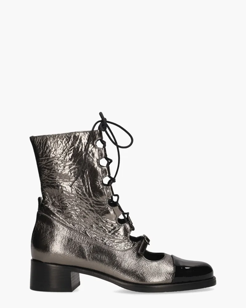 Zinda 2869 Zilvergrijs/, enkellaarsjes & boots voor dames in zwart