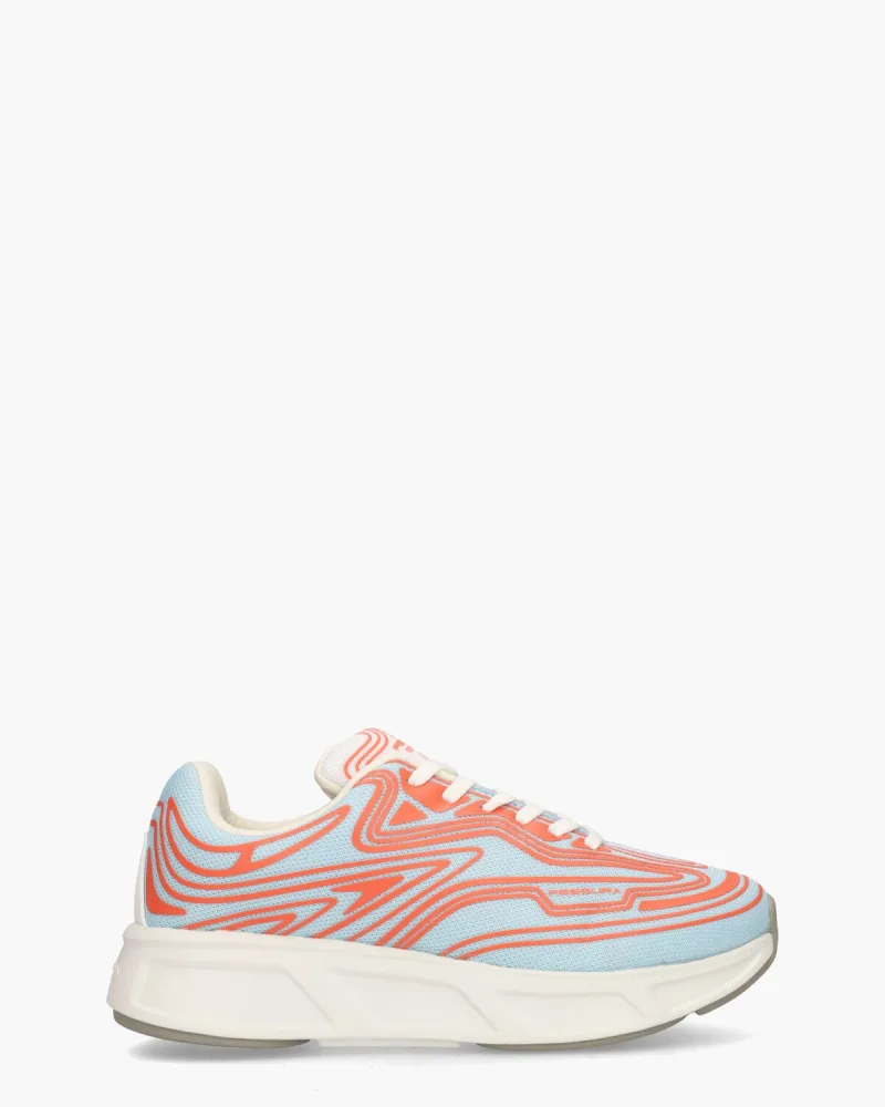 Fessura Run #01, sneakers voor dames in lichtblauw/koraalrood