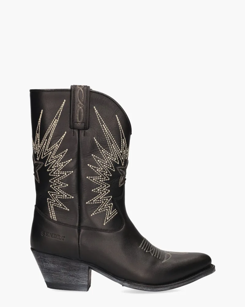 Sendra 18947, laarzen voor dames in zwart/wit