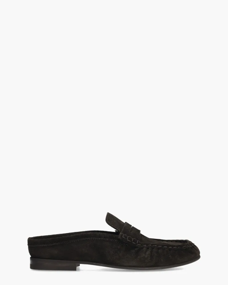Posa Penny Wrinkle Mule, slippers voor dames in donkerbruin