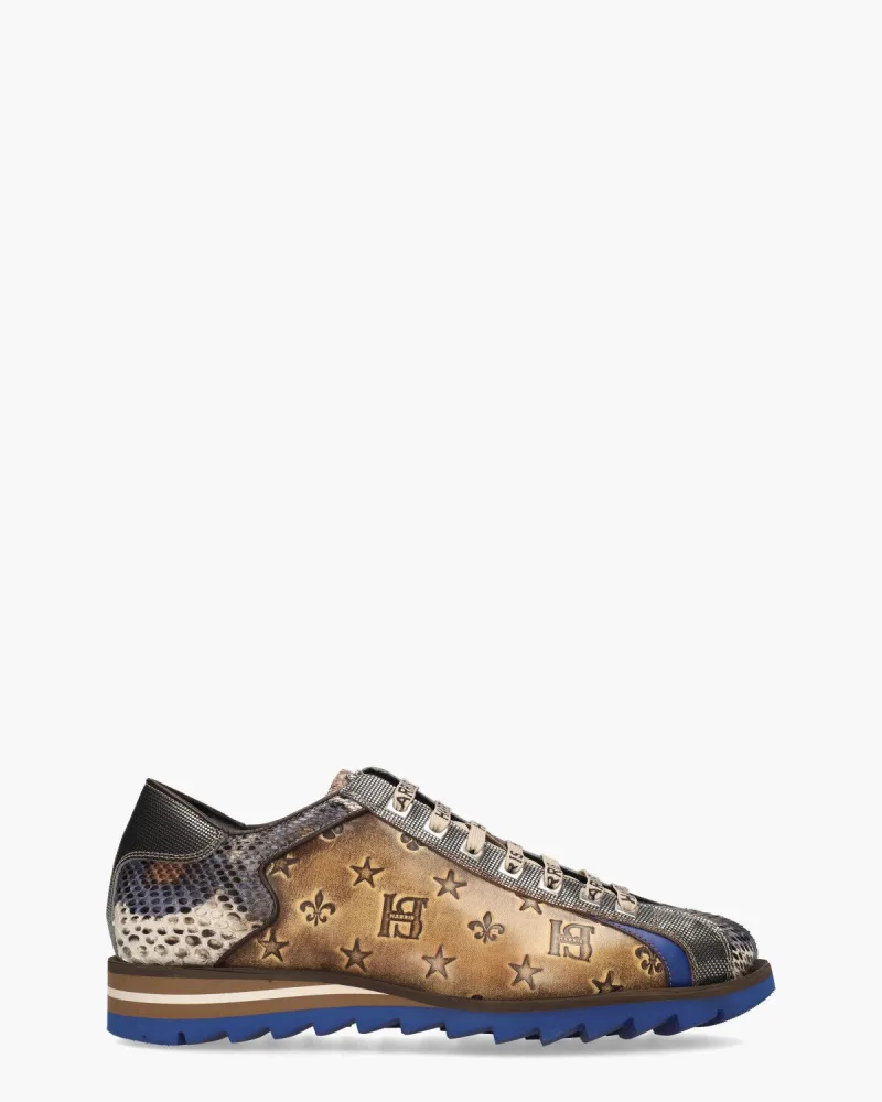 Harris 0818, sneakers voor heren in bruin/blauw