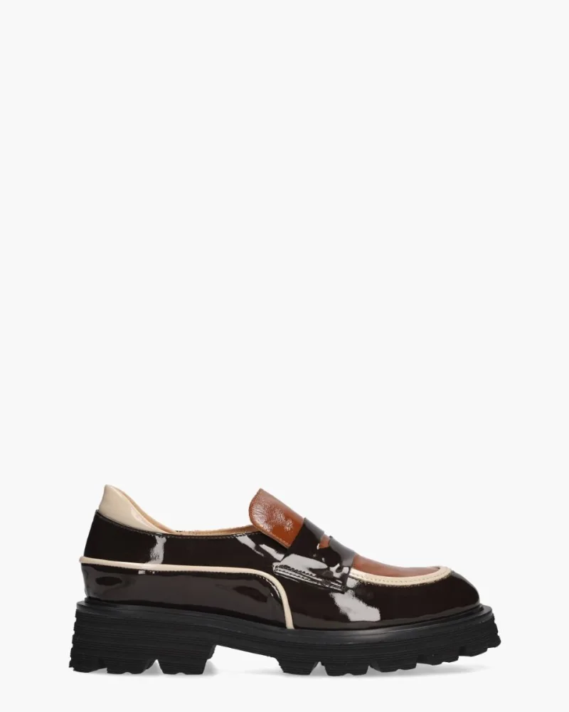 Gioia Aily, instappers & loafers voor dames in donkerbruin/multi