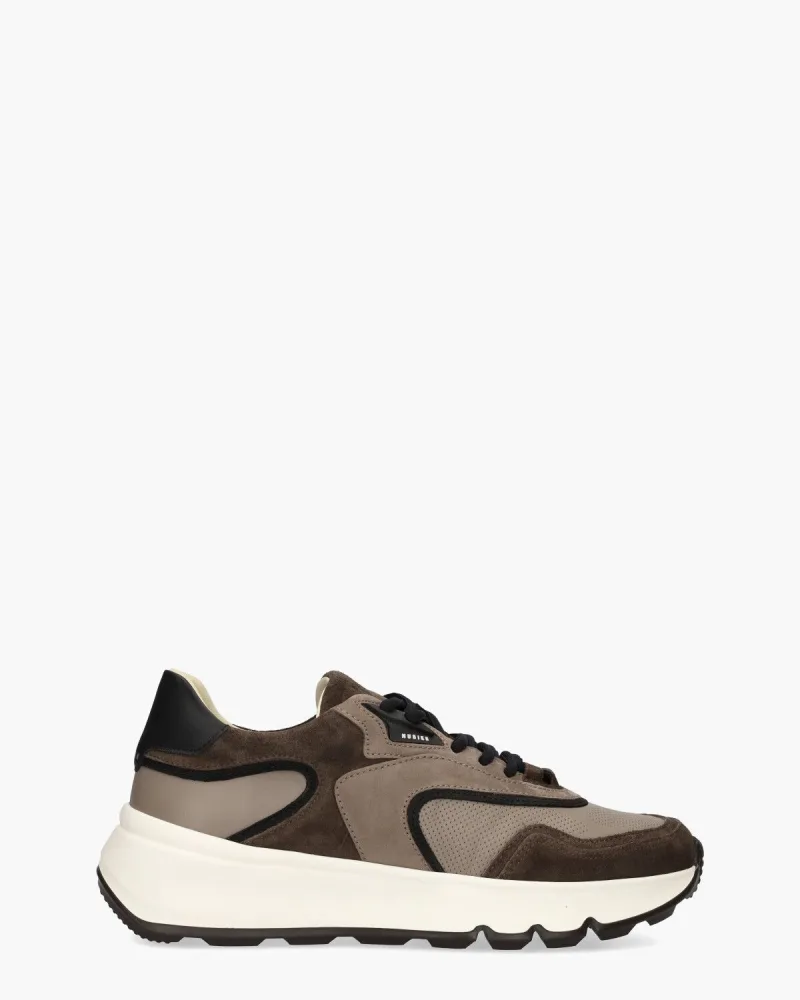 Nubikk Luca Noa, sneakers voor heren in taupe/donkerbruin