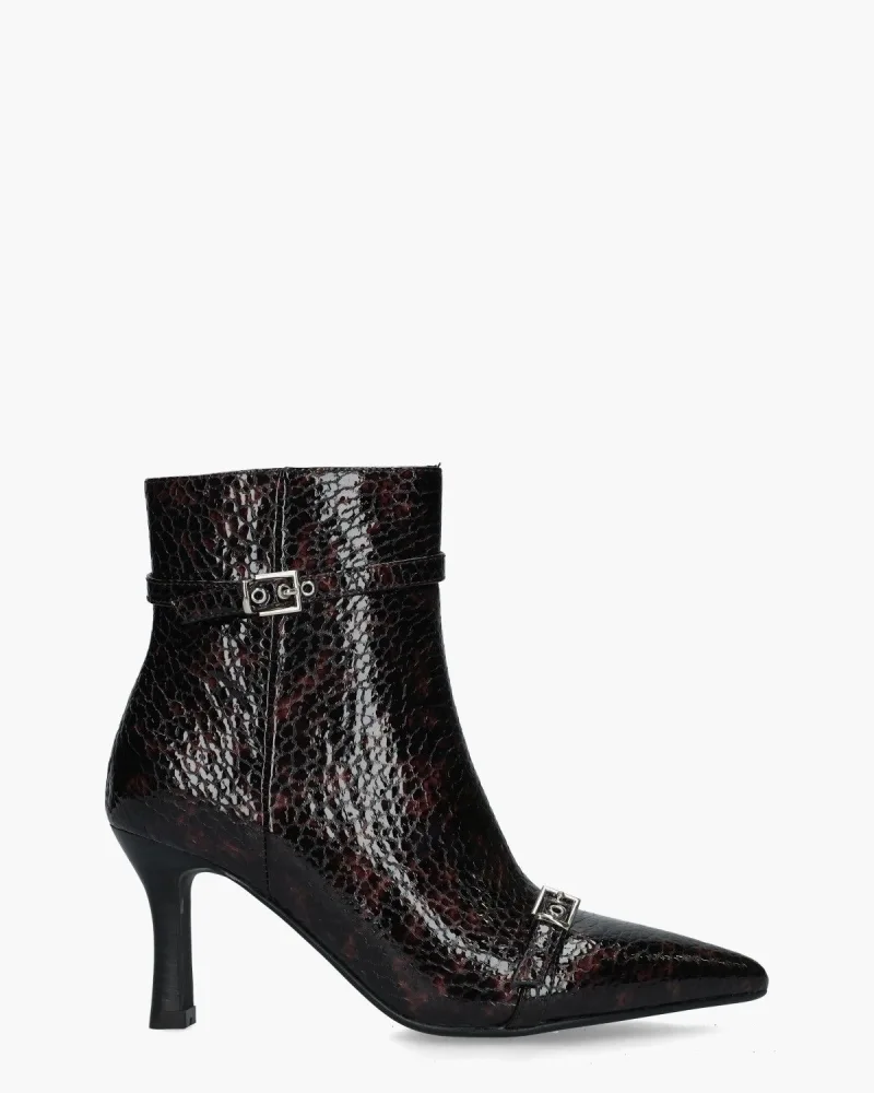 Di Lauro Bibiana, enkellaarsjes & boots voor dames in zwart/bordeauxrood