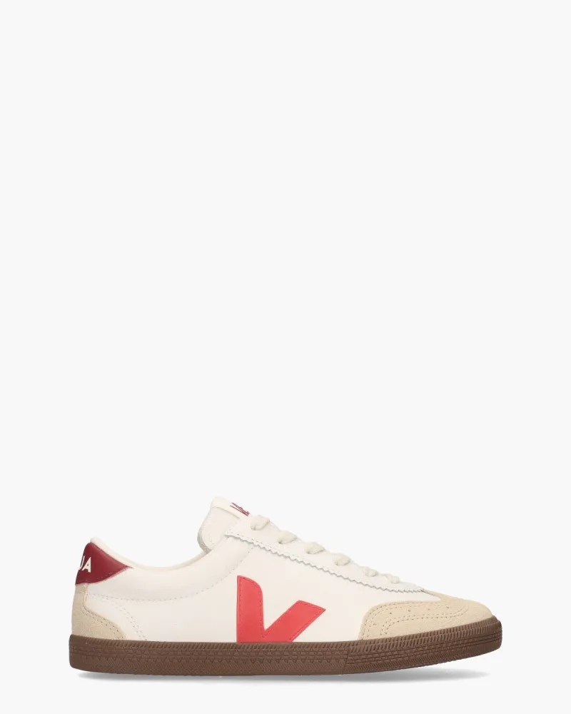 VEJA Volley Leather, sneakers voor dames in wit/rood