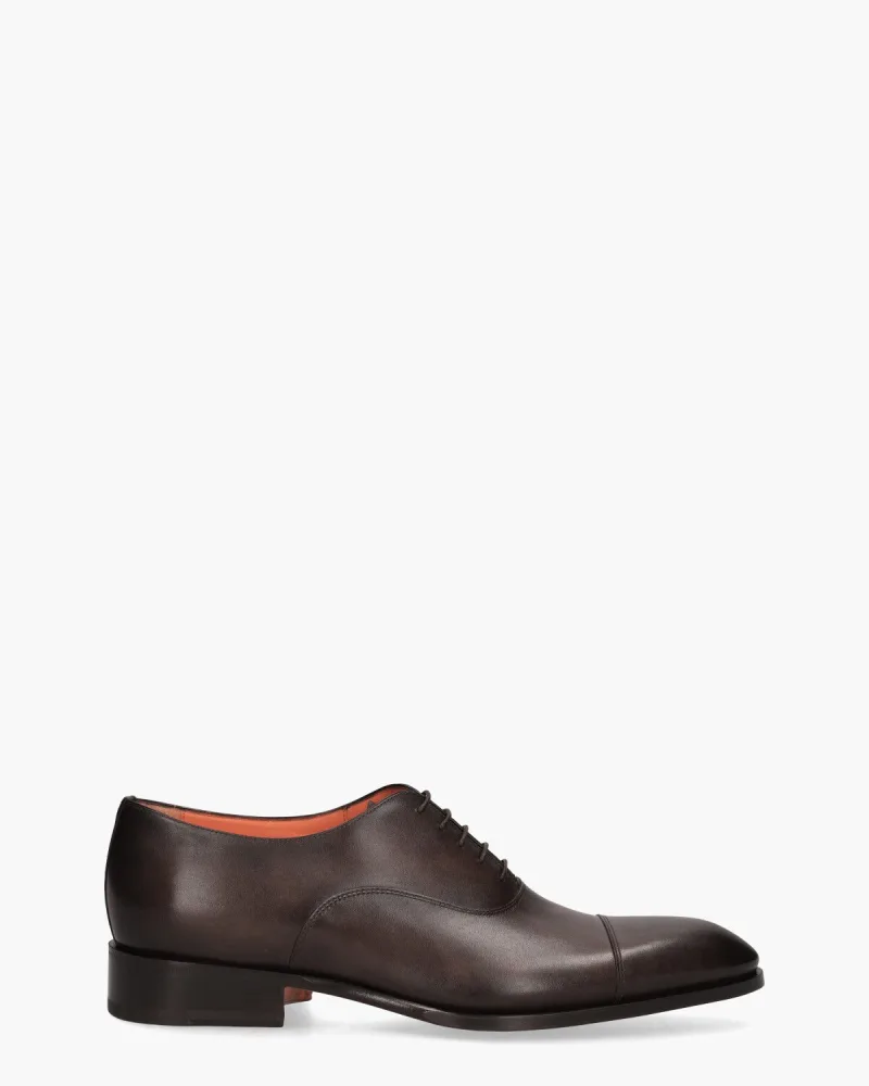 Santoni 12474, veterschoenen voor heren in donkerbruin