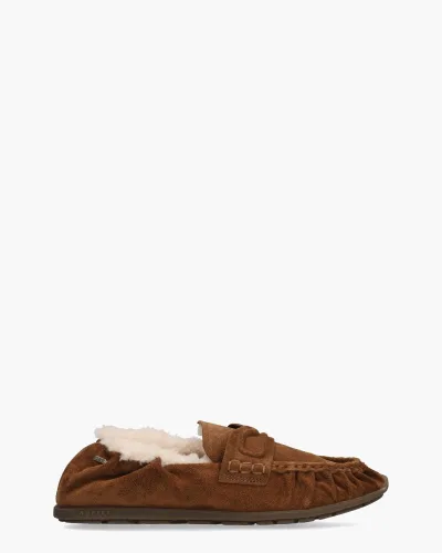 Nubikk Riley Mio Fur, instappers & loafers voor dames in bruin, foto 1 van 2