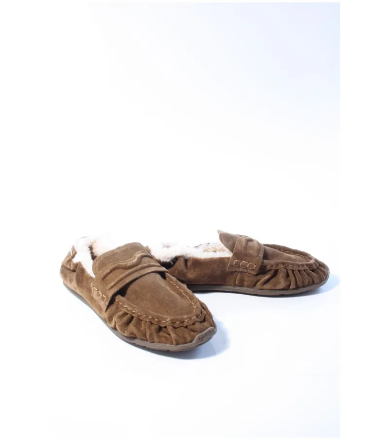 Nubikk Riley Mio Fur, instappers & loafers voor dames in bruin, foto 2 van 2