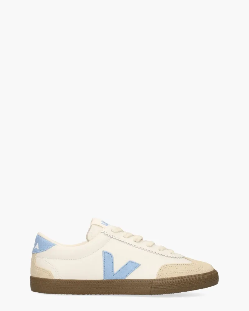 VEJA Volley Leather, sneakers voor dames in wit/lichtblauw