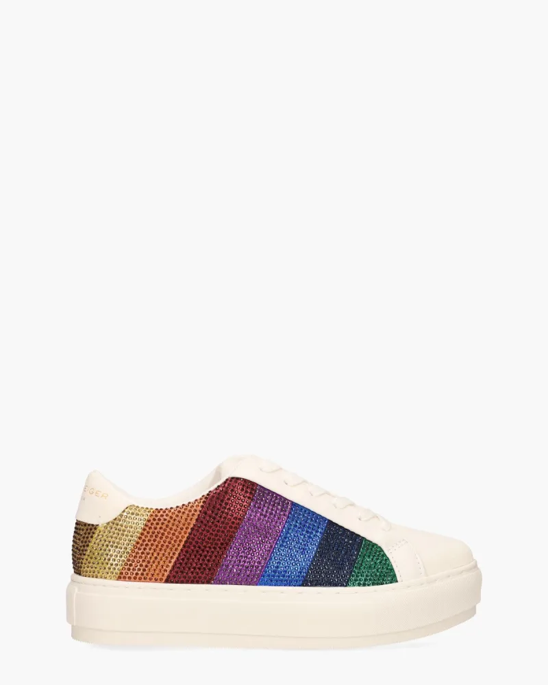 Kurt Geiger Laney Stripe Crystal, sneakers voor dames in wit/multicolor