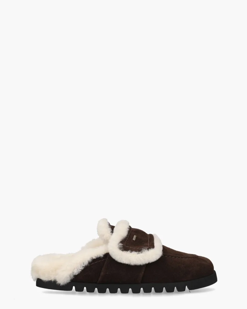 Nubikk Teddy Furry, slippers voor dames in donkerbruin