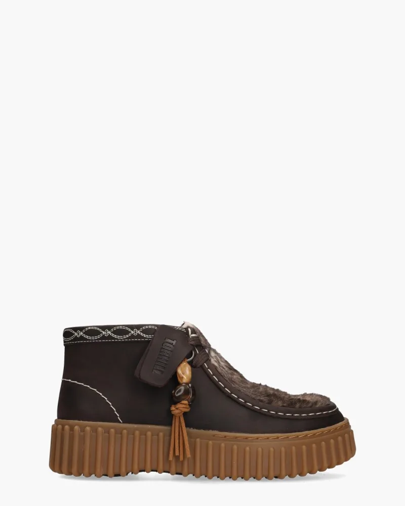 Clarks originals Torhill Moss, veterschoenen voor dames in donkerbruin