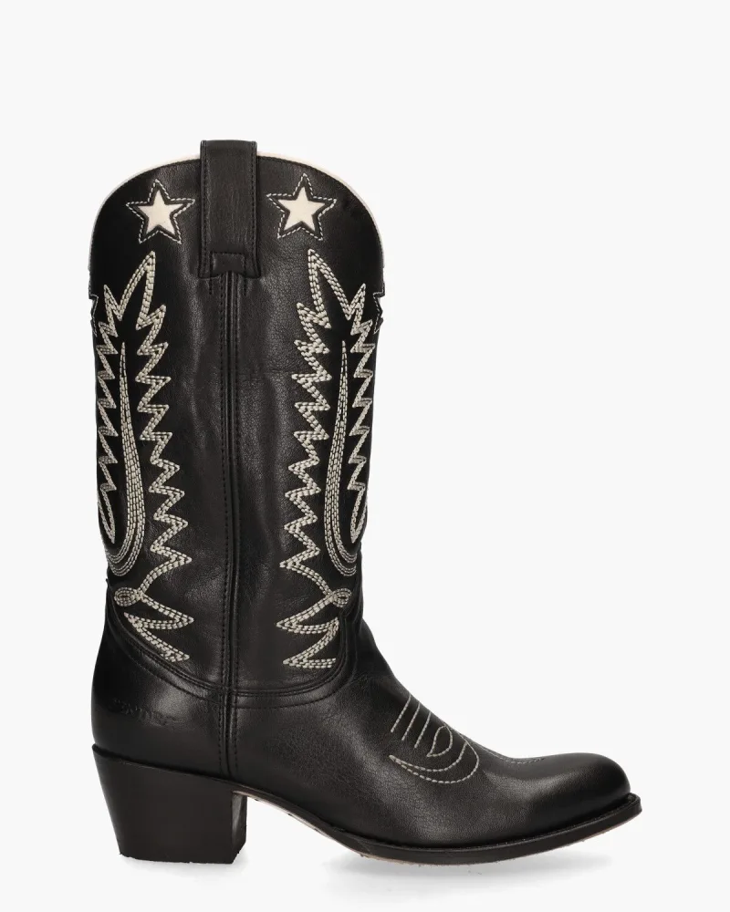 Sendra 14164, laarzen voor dames in zwart/off-white