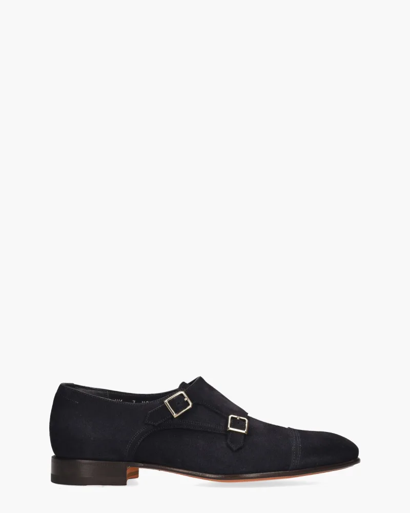 Santoni 19027, nette schoenen voor heren in donkerblauw