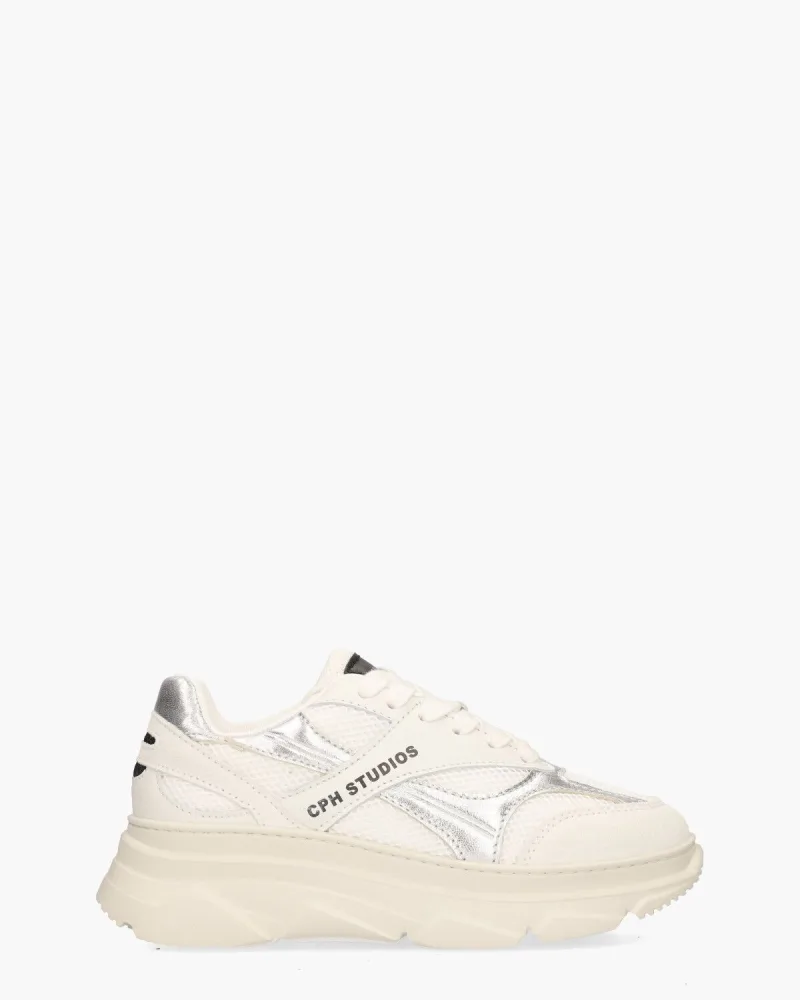 Copenhagen Studios Copenhagen CPH54 Material Mix, sneakers voor dames in wit/zilver