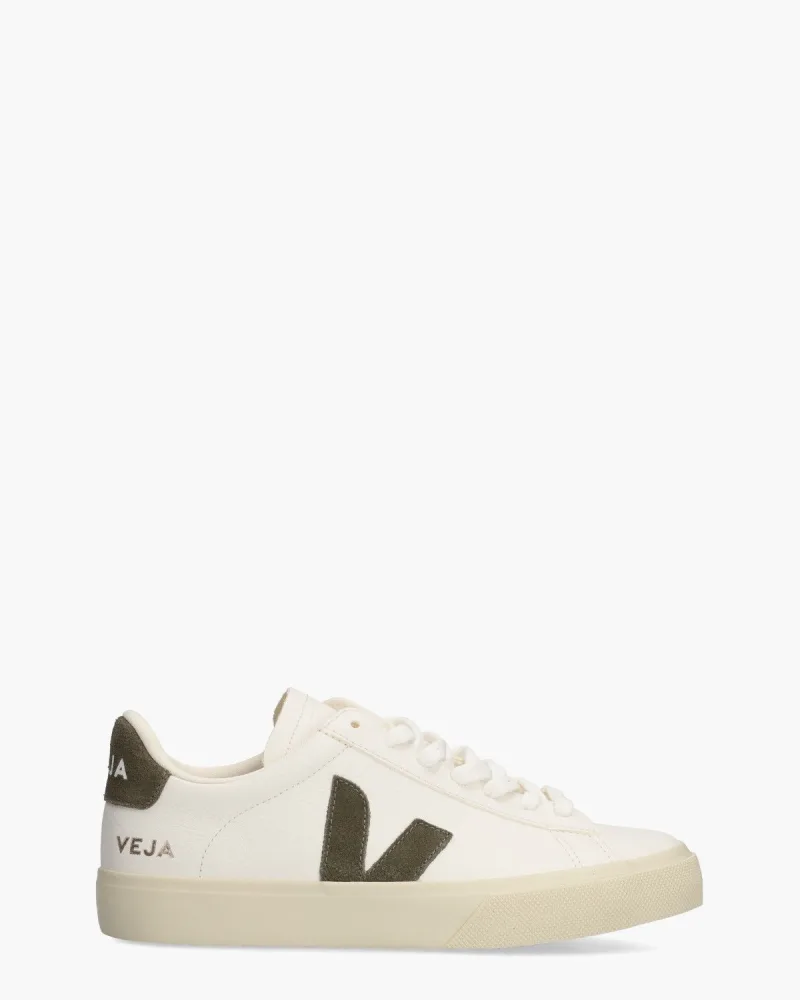 VEJA Campo Leather, sneakers voor dames in wit/legergroen