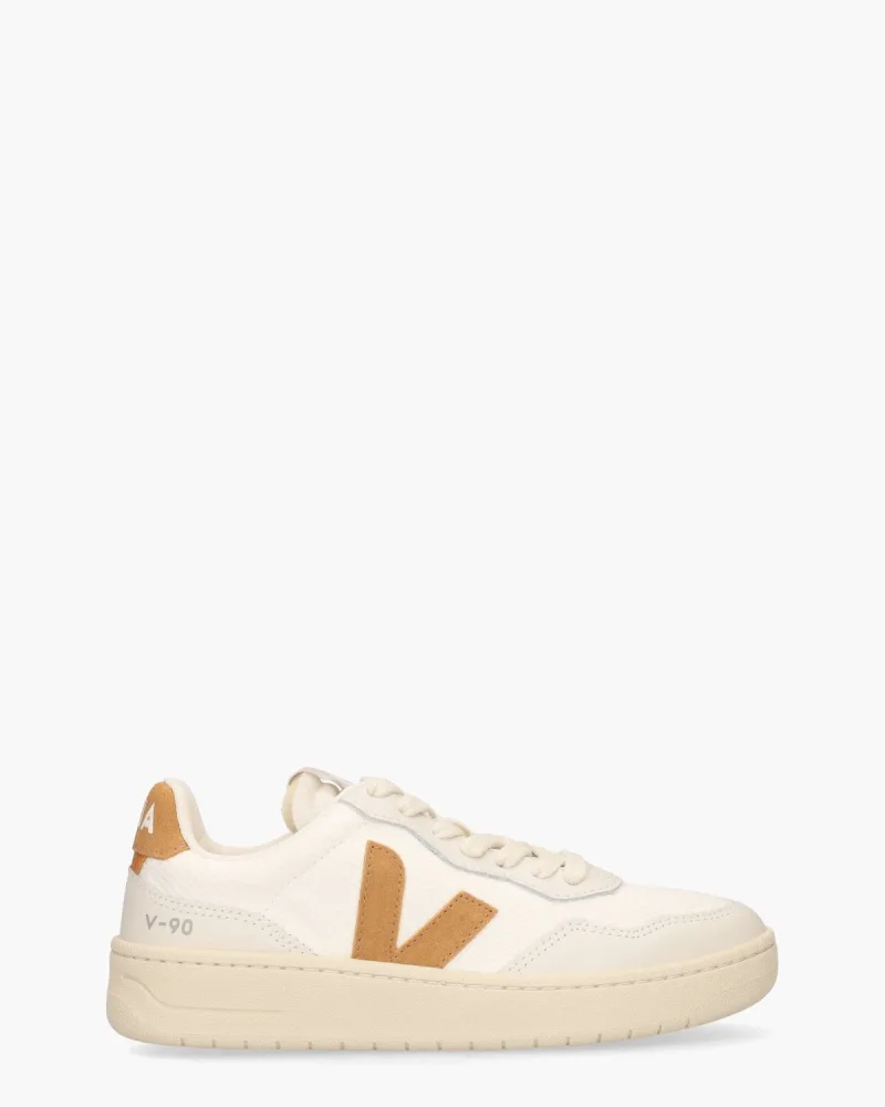 VEJA V-90 B-Mesh, sneakers voor dames in wit/oranje