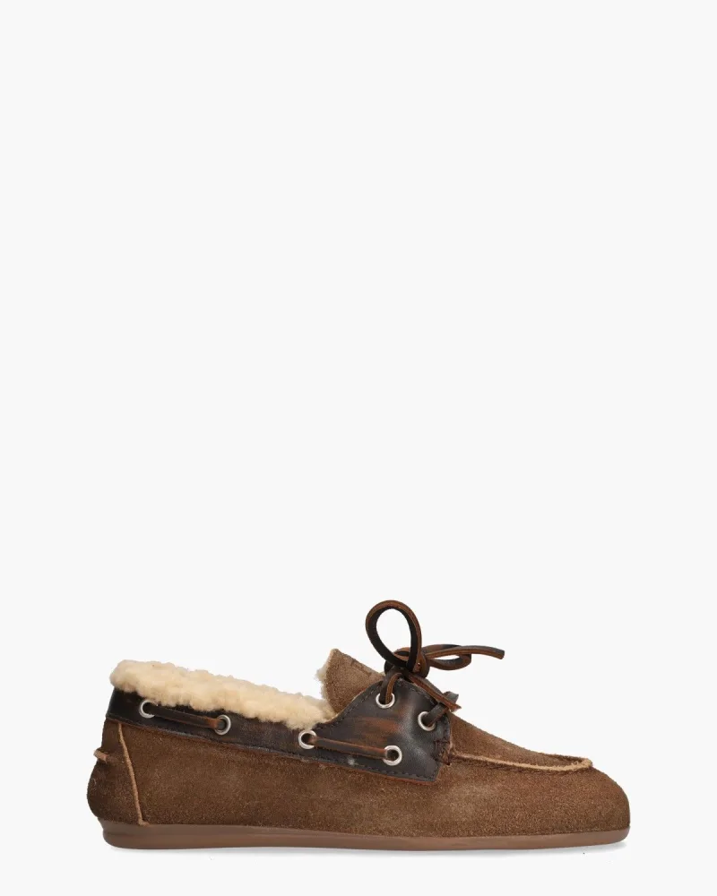 Posa Boat Brushed Fur, bootschoenen voor dames in bruin