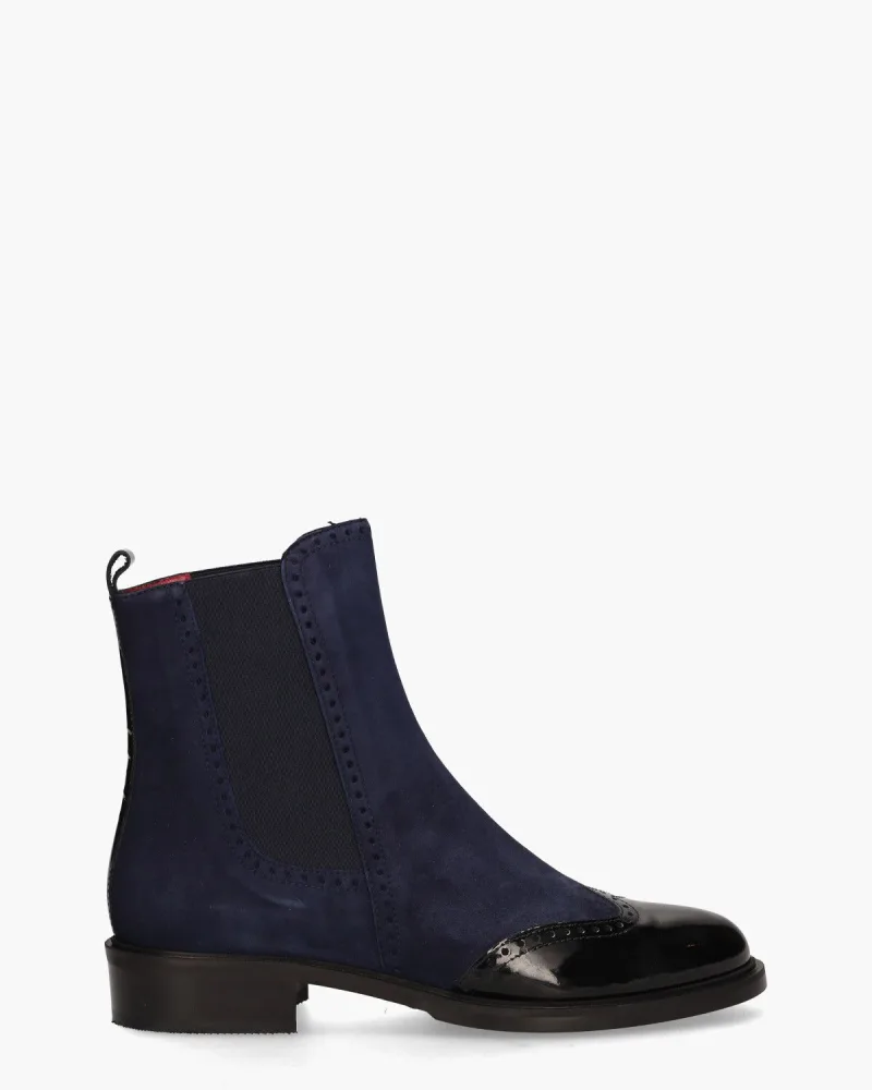 Lilian 12270, enkellaarsjes & boots voor dames in donkerblauw/zwart