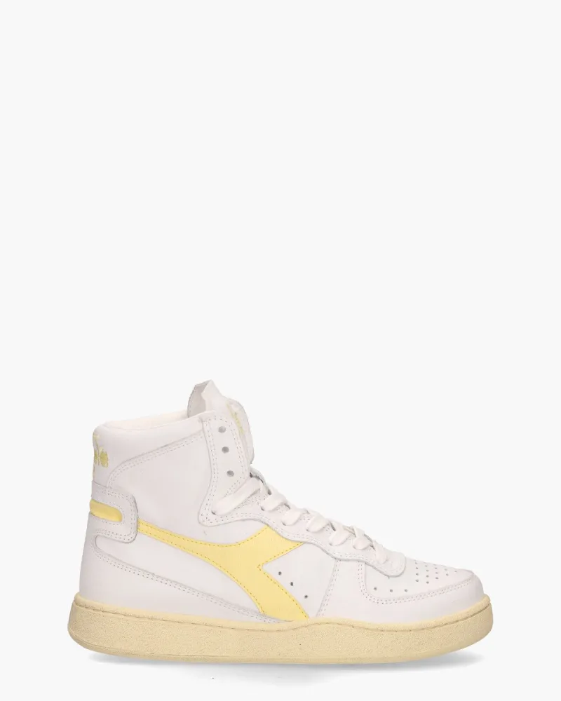 Diadora Heritage Mi Basket Used, sneakers voor dames in wit/lichtgeel