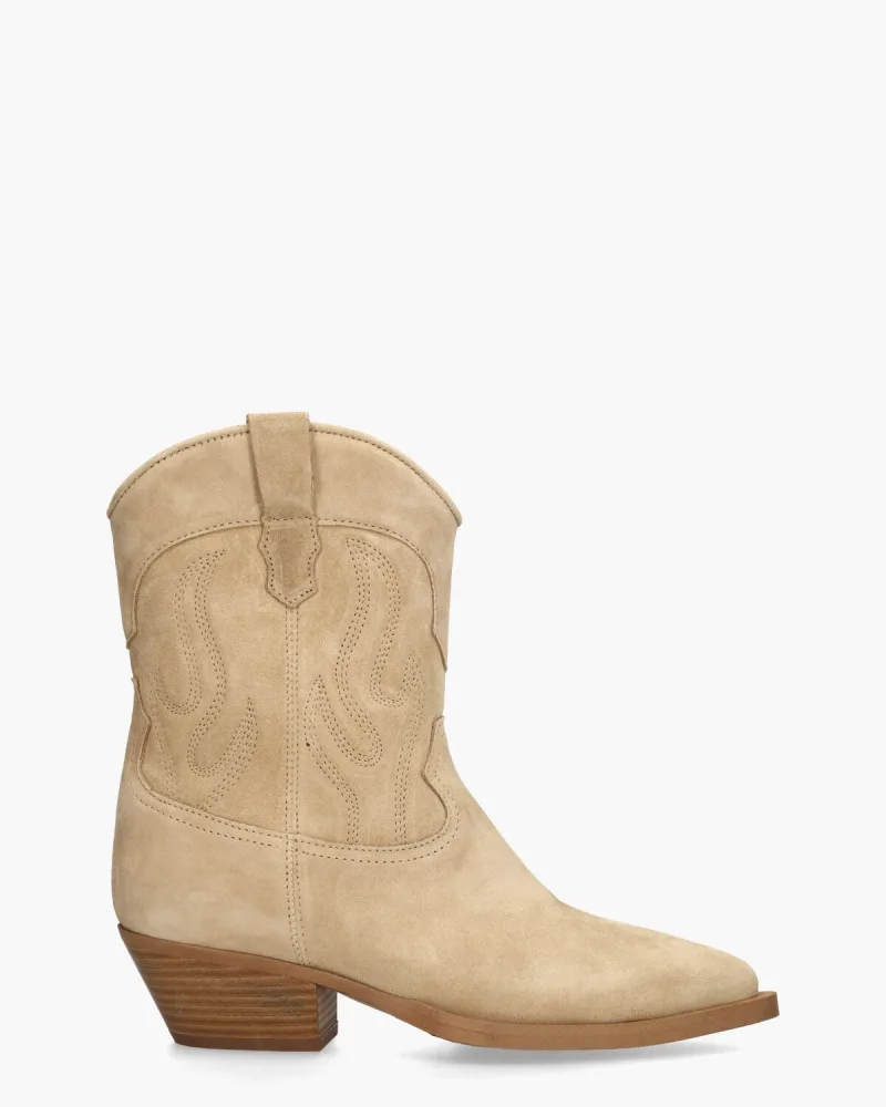 Alpe Western 5010, enkellaarsjes & boots voor dames in beige