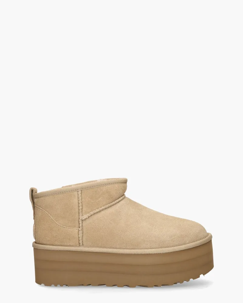 UGG Classic Ultra Mini Platform Boot, enkellaarsjes & boots voor dames in beige