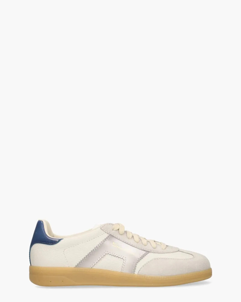 Santoni 21965 Off-White/, sneakers voor heren in lichtgrijs/blauw