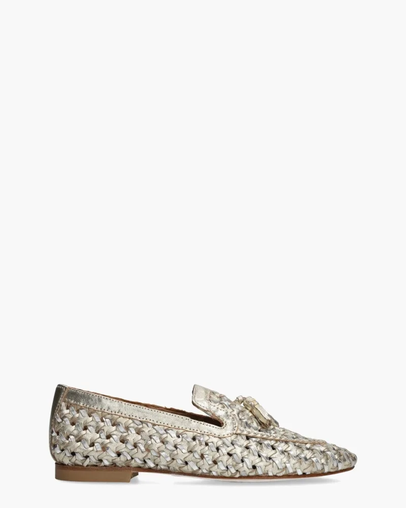 Si Zuha, instappers & loafers voor dames in goud/zilver