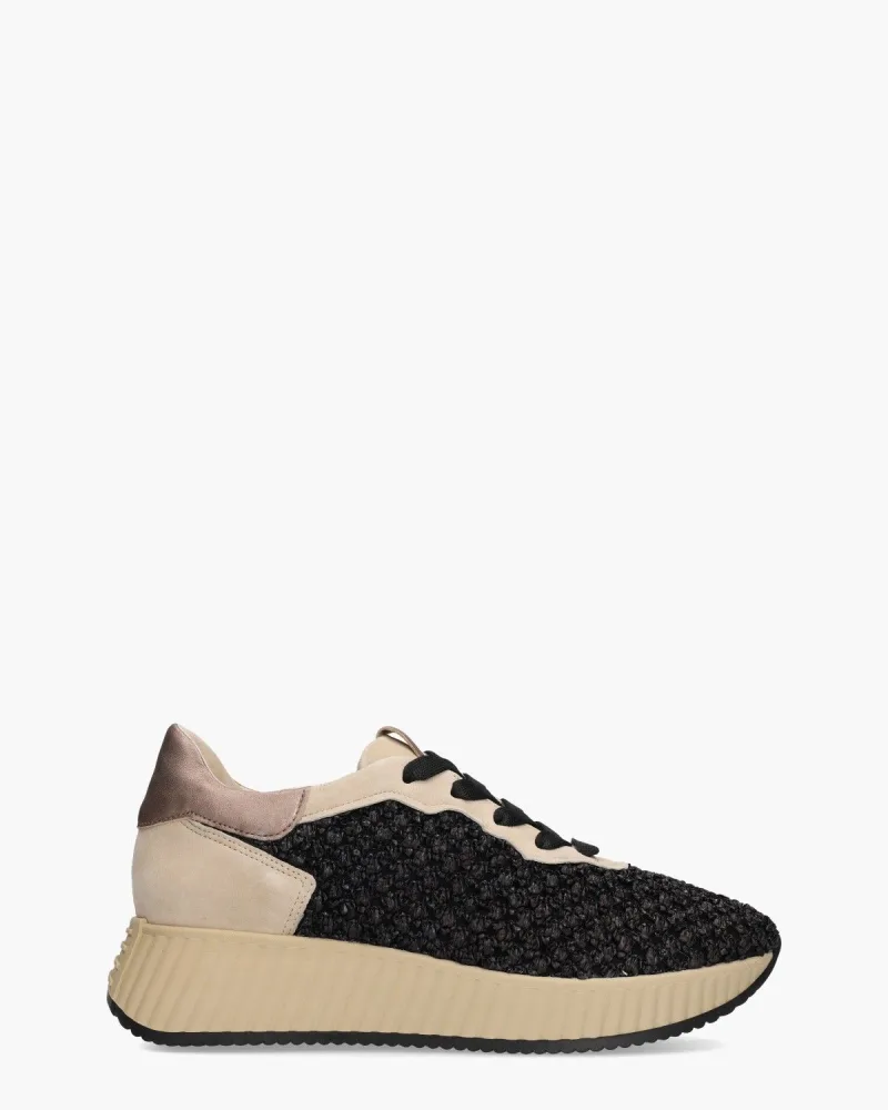 Softwaves Anna, sneakers voor dames in zwart/beige